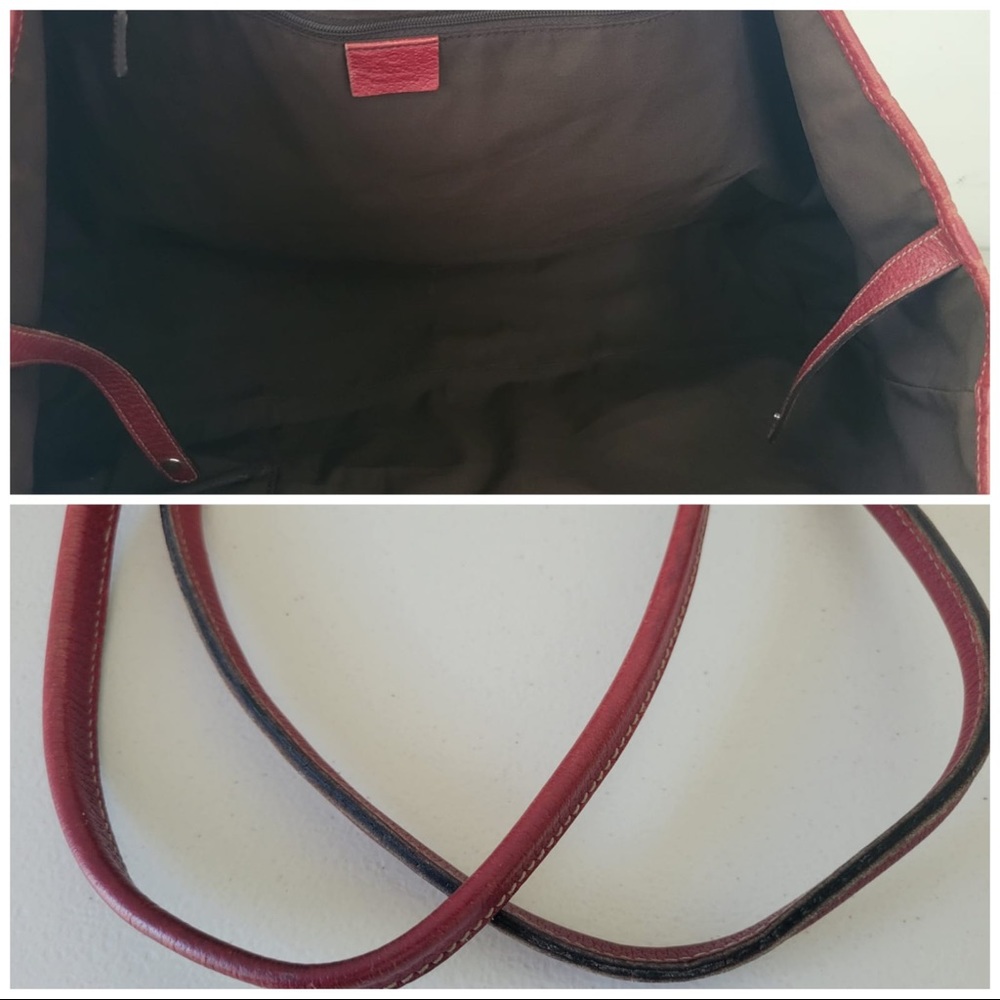 GUCCI Authentic GG Canvas Red Leather Princy Tote Bag - Picture 6 of 7